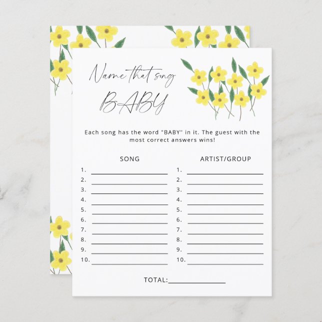 Nomeie esse jogo de chá de fraldas Wildflower (Frente/Verso)