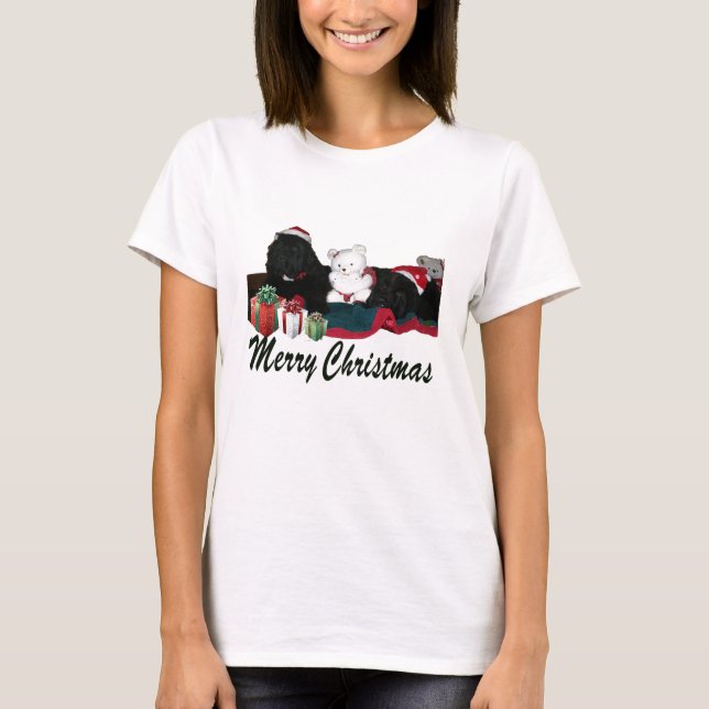 Nomeie seu Feliz Natal Newfoundlands da camisa (Frente)