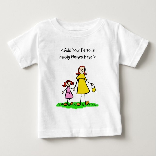 Nomes da Família Mãe e Filha Camisas Personalizada (Frente)