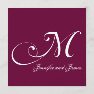 Nomes de Borgonha Monograma M Convites de Casament