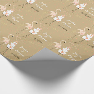 Nomes de Casamento Flamingo Papel de embrulho