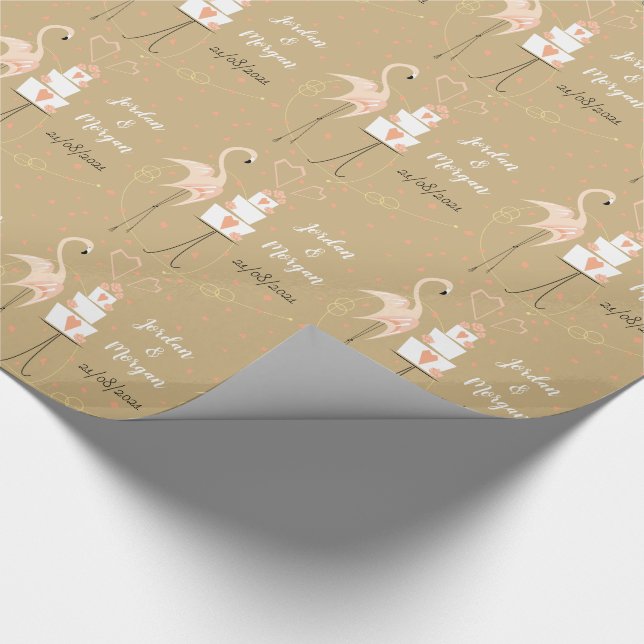 Nomes de Casamento Flamingo Papel de embrulho (Ponta)