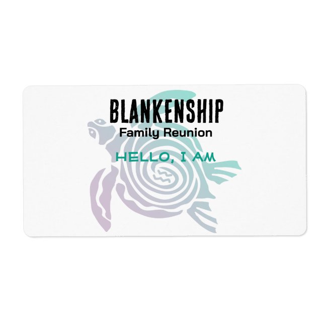 Nomes de etiqueta de Tartaruga de Arte Tribal do S (Frente)