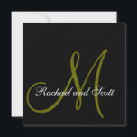 Nomes de Monograma de Convites Legais Pretos<br><div class="desc">Nomes de Monograma de Convites Elegantes. Fundo preto em ambos os lados</div>