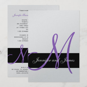 Nomes de Monogramas Roxos de Convite para Casament