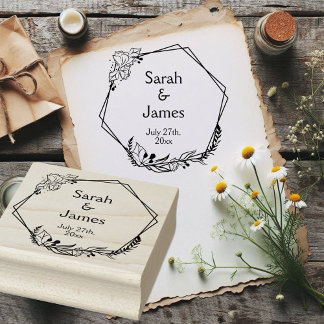 Nomes Geométricos Românticos Carimbo de Borracha D