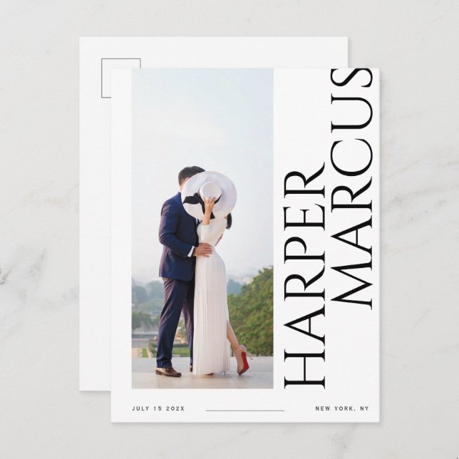 Nomes Laterais Cartão Postal de Save the Date com  (Frente/Verso)