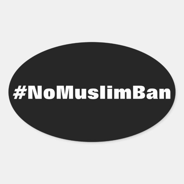 #NoMuslimBan, texto branco sobre adesivos pretos (Frente)