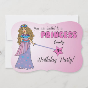 Nono aniversário Convite Princesa Rosa com Varinh