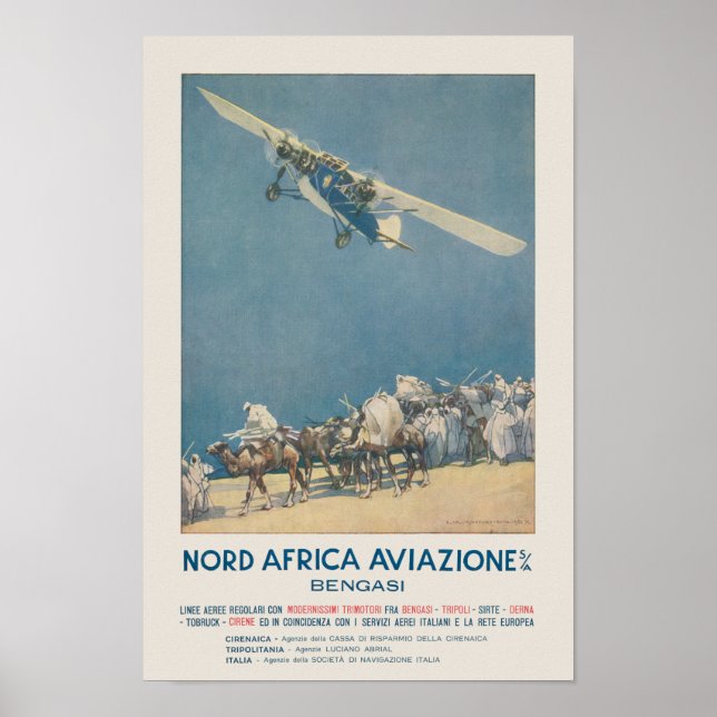 Nord Africa Aviazione Vintage Poster 1932 (Frente)