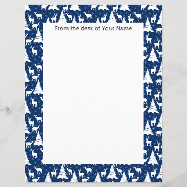 Nordic Outdoorsy Deer Pine Tree Marinho Blue Perso (Frente)