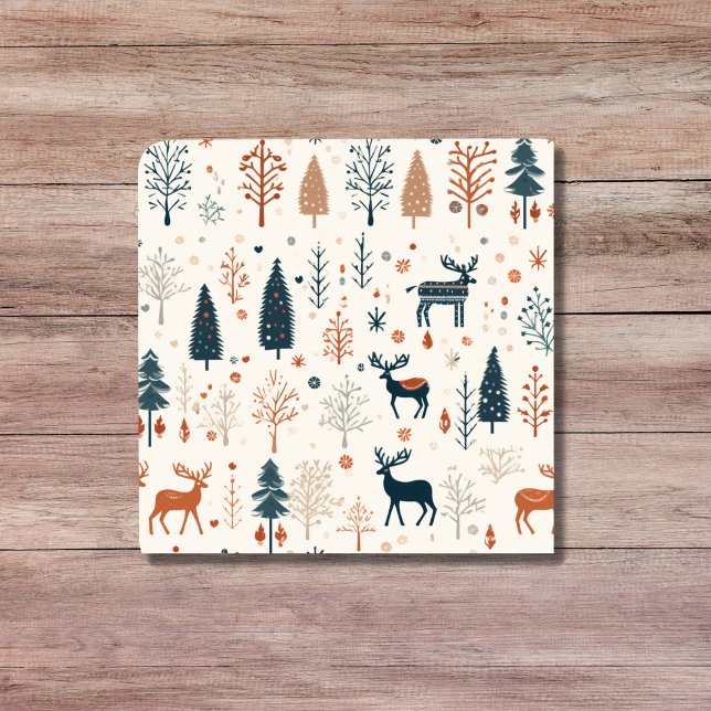 Nórdico Minimalista Reindeer Beige Escandinavo (Nordic Minimalist Reindeer Beige Scandinavian Ceramic Tile)