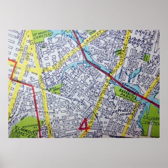 Norfolk, VA Vintage Map Poster (Frente)