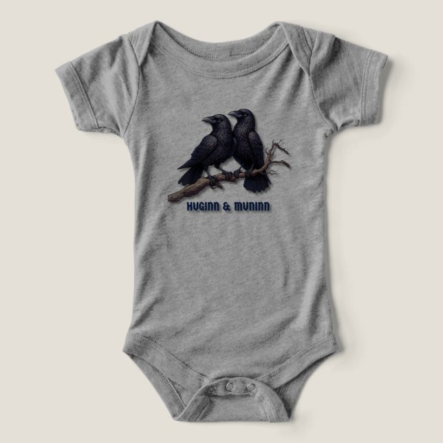 Norse Mythology Baby One-sie, Odin's Ravens (Design frontal)