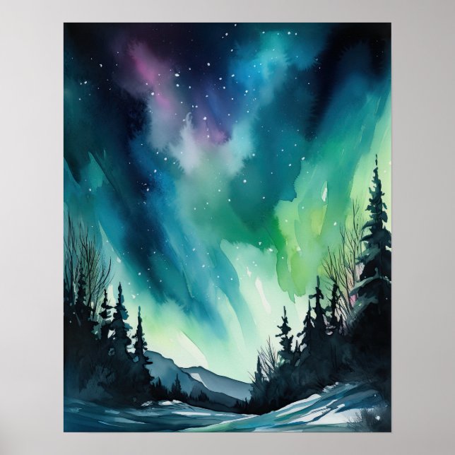 Norte Aurora Borealis Luz Impressão (Frente)