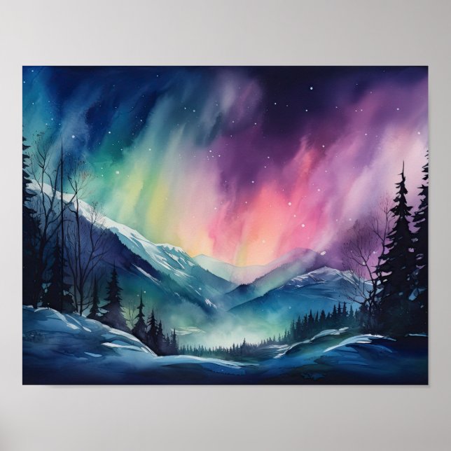 Norte Aurora Borealis Luz Impressão (Frente)