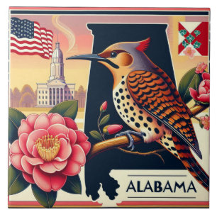 Norte do Alabama Flicker Bird & Camellia Flower