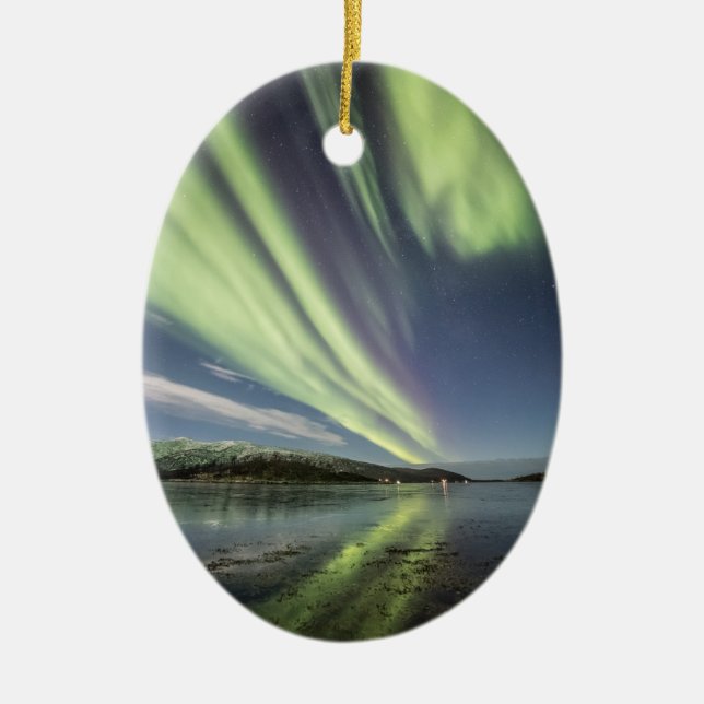 Norte Luz Noruega Ornamento cerâmico (Frente)