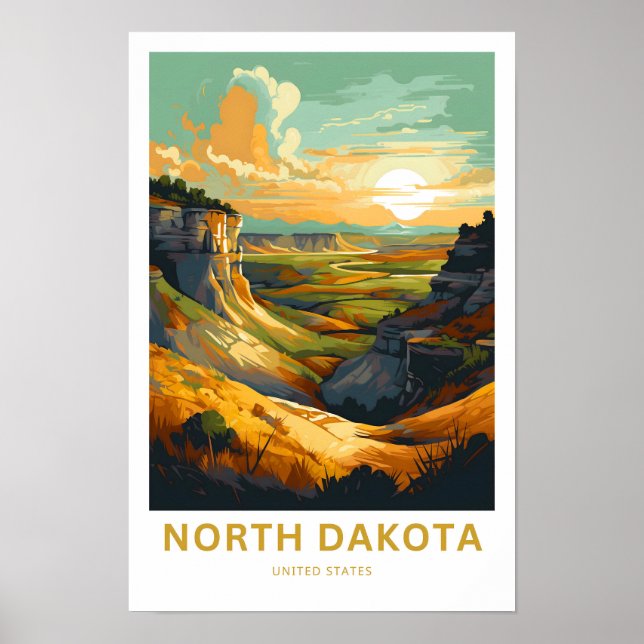 North Dakota Estados Unidos Viagem Impressão (Frente)