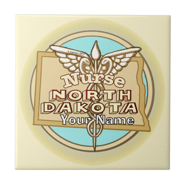 North Dakota Nurse Caduceus Tile (Frente)