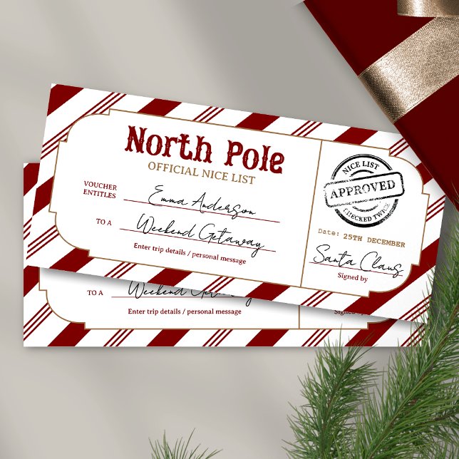 North Pole Christmas Gift Voucher Nice List Ticket (Criador carregado)