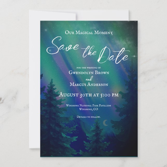Northern Lights Magical Moment Save the Date (Frente)