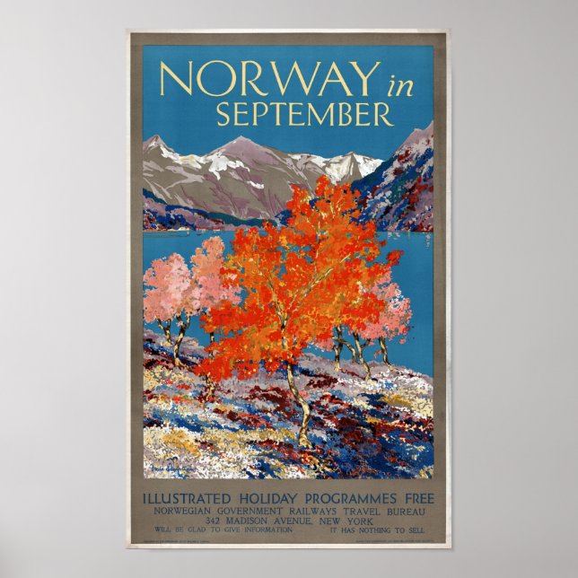 Noruega em setembro Poster vintage Restaurado (Frente)
