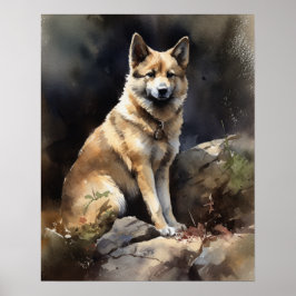 Norueguês Buhund Dog Art Impressão Poster