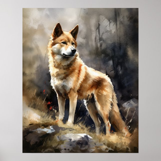 Norueguês Buhund Dog Art Impressão Poster (Frente)