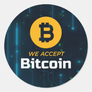Nós aceitamos a etiqueta do círculo de Bitcoin