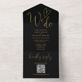 Nós Amamos Codigo QR de Coração Casamento Preto e