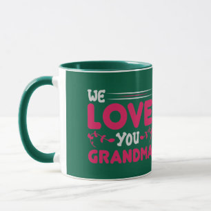 Nós Amamos Você Vovó Cute Duo Tipográfico Caneca d