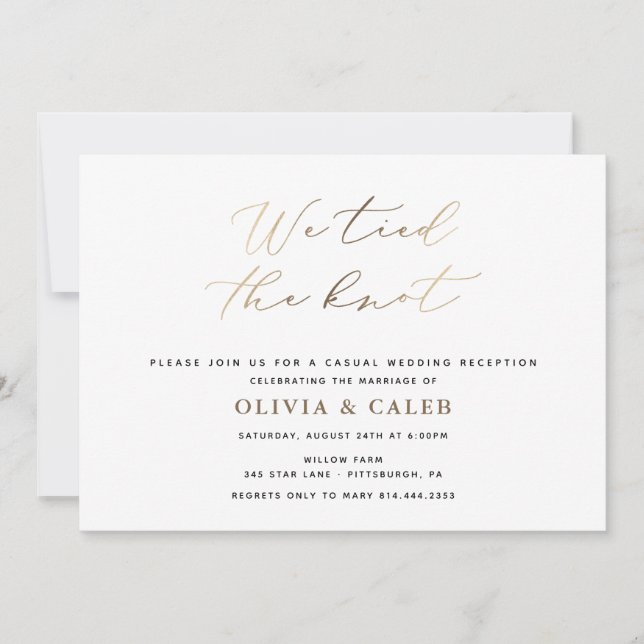 Nós amarramos o nó Convite de Recepção de Casament (Frente)