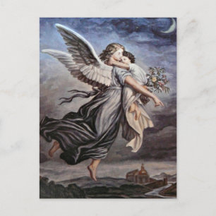 Nos braços de um cartão postal de anjo
