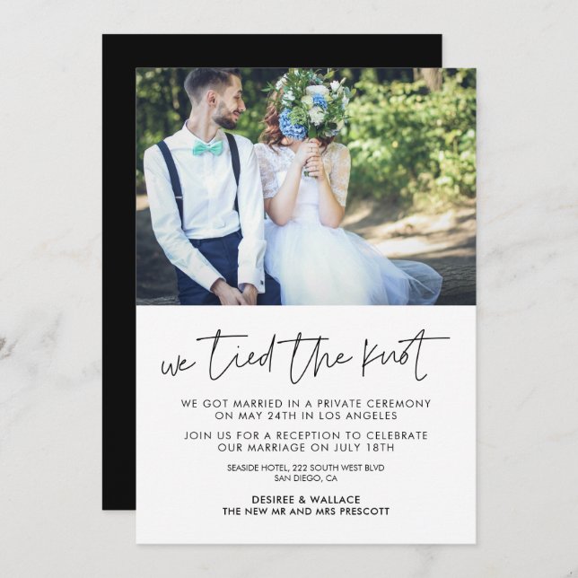 Nós demos o nó Anúncio de casamento com foto moder (Frente/Verso)