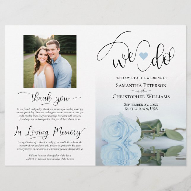 Nós Fazemos! Dusty Blue Rosa DIY Fold Weding Progr (Frente)