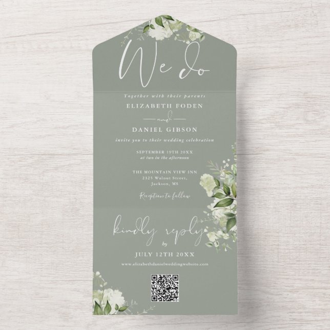Nós Fazemos Greenery Código QR Monograma Casamento (Interno)