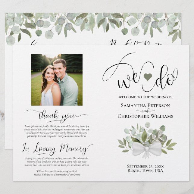 Nós Fazemos! Programa de Casamento Elegante em Euc (Frente/Verso)