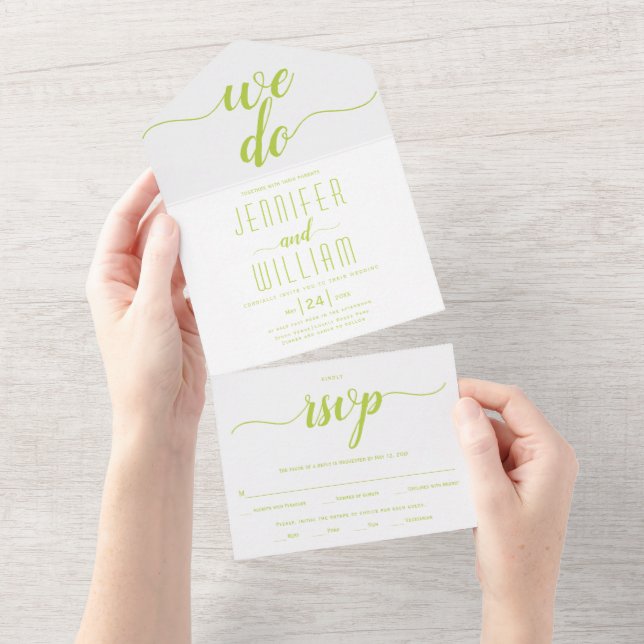 "Nós fazemos", verde limão - script - casamento (Aba destacável)
