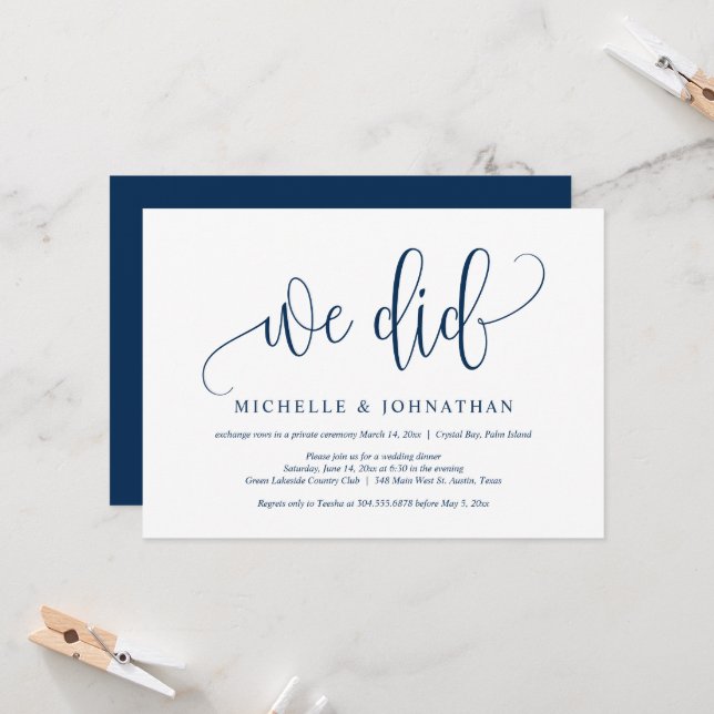 Nós fizemos, Convite de Celebração de Casamento In (Frente/Verso In Situ)
