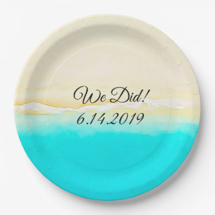 Nós Fizemos Ocean Shore Teal Water pratos de papel
