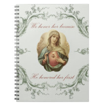 Nós honramos seu caderno imaculado de Mary