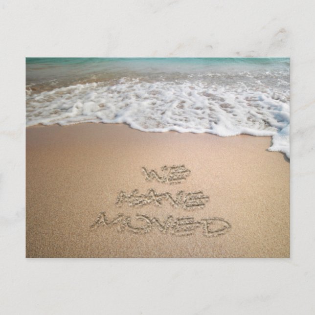 Nós mudamos o anúncio da praia Escrevendo (Frente)