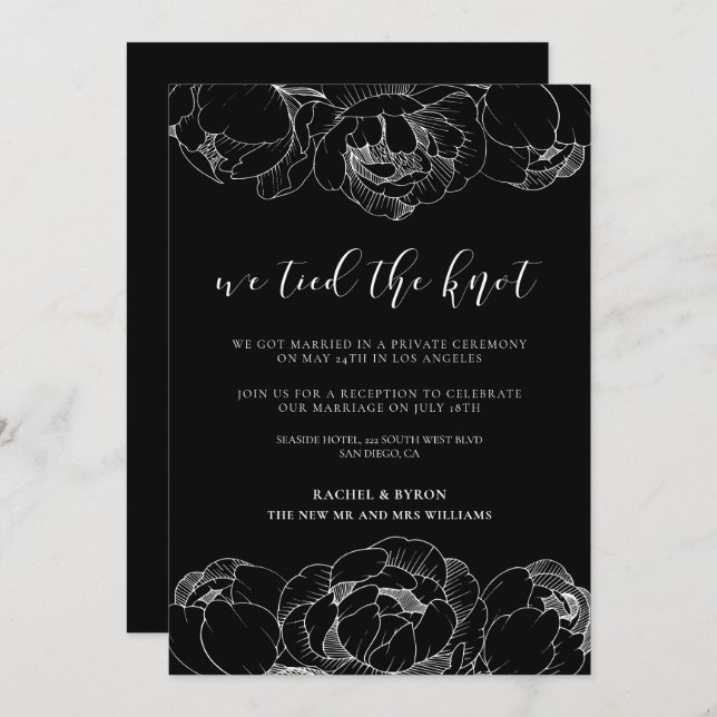 Nós nos casamos Anúncio de casamento de Peonias (Frente/Verso)