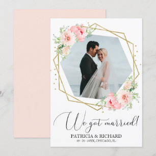 Nós nos Casamos Anúncio de Casamento Floral Rosa E