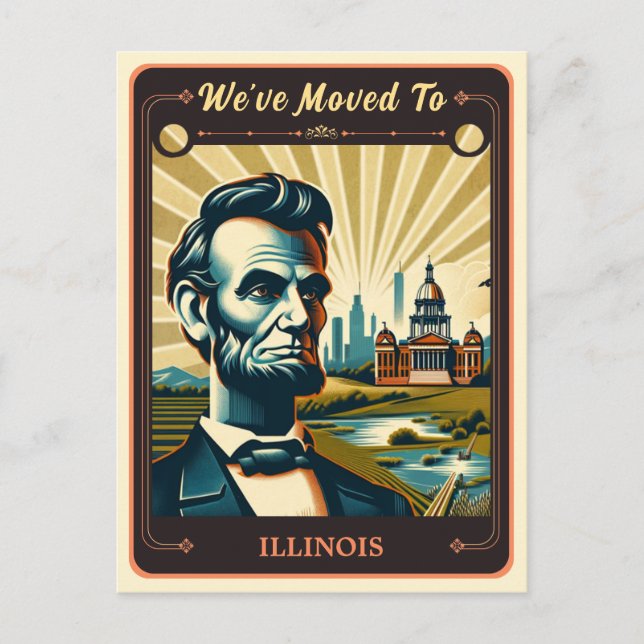 Nós nos mudamos para Illinois | Cartão postal Vint (Frente)