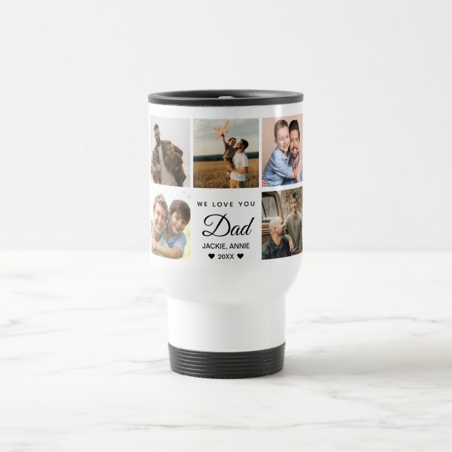 "Nós Te Amamos Papai" Caneca de Viagem com Foto (Centro)