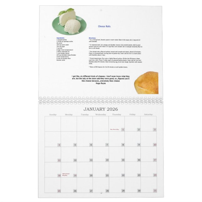 Nós trabalhamos para o calendário do queijo (Jan 2026)