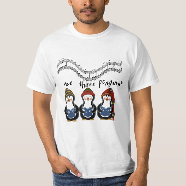 Nós três Camisetas de Natal e presentes de pinguin (Frente)