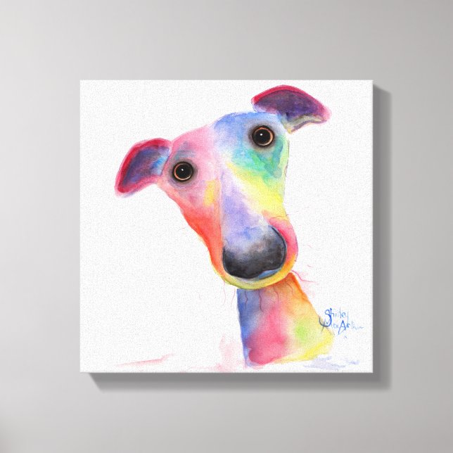 Nosey Dog 'Hank' Whippet / Greyhound Canvas Print (Frente)